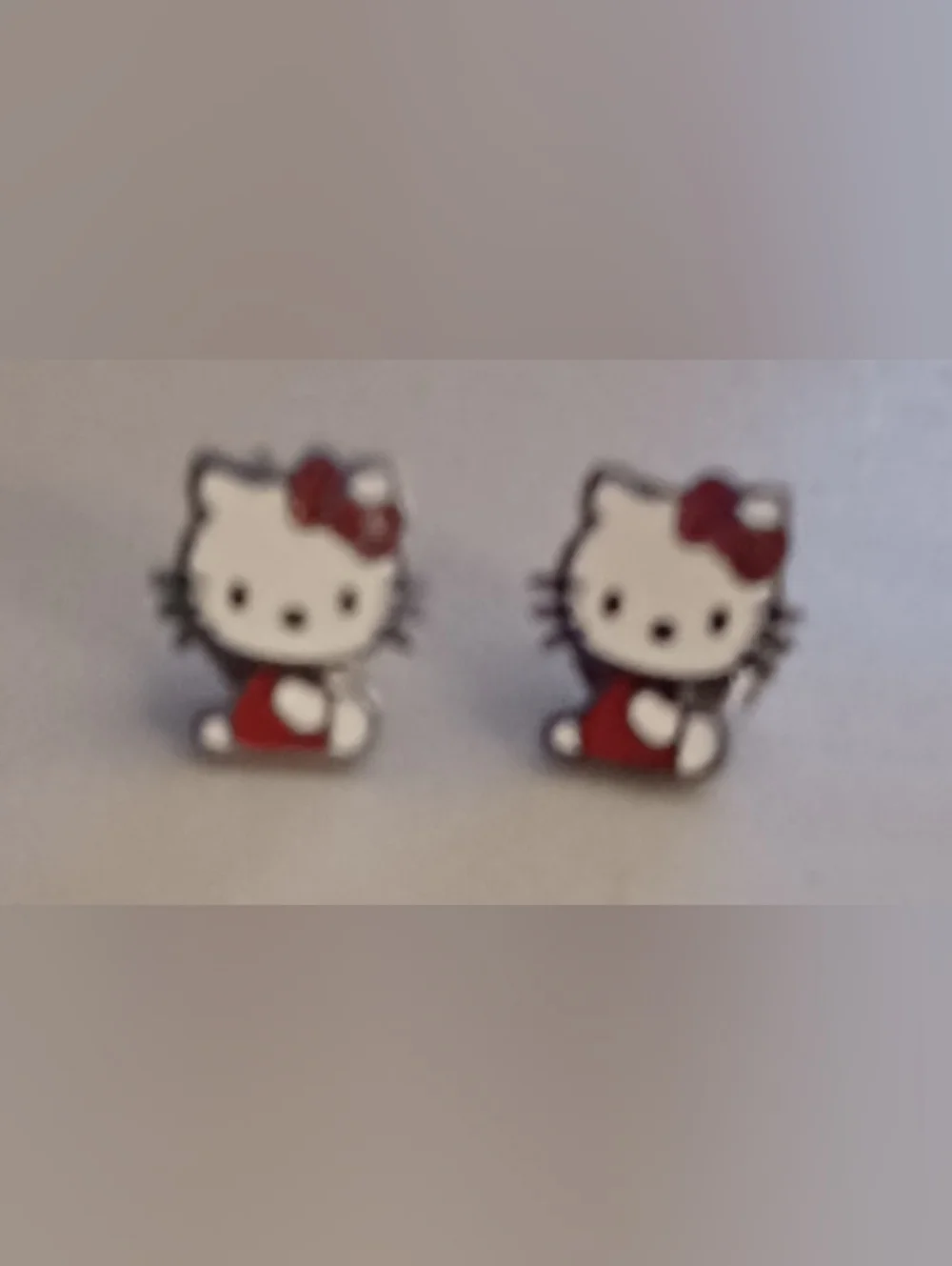 Hello Kitty Red and White Kids Charm Stud Earrings